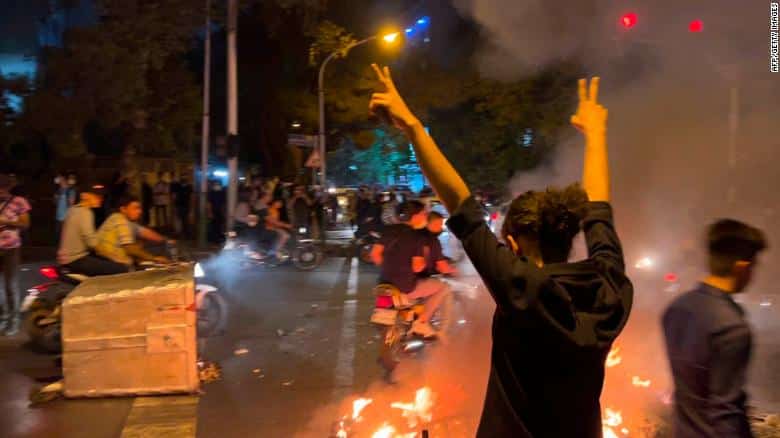 Protesters in Tehran, Iran took to the streets on September 19, 2022, after the death of Mahsa Amini.
