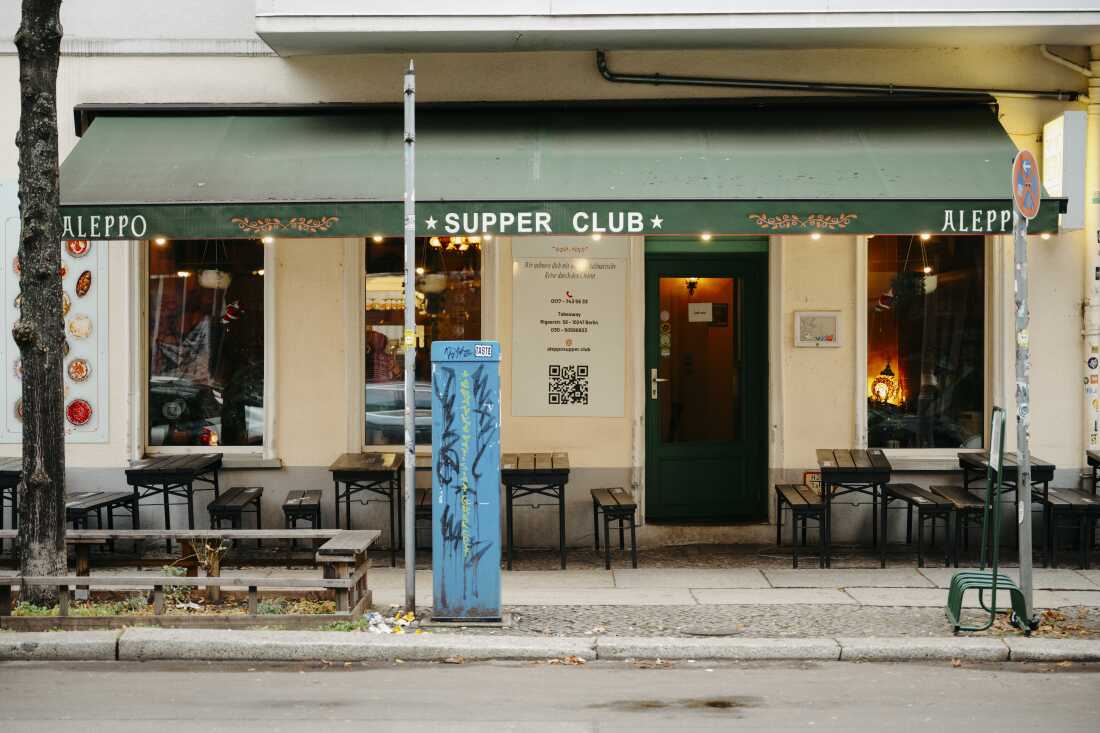 The front of restaurant Aleppo Supper Club in Berlin. Almost a million Syrians are living in Germany, according to official statistics.