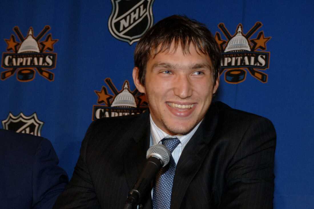 WASHINGTON, DC - SEPTEMBER 1: Alexander Ovechkin, the Washington Capitals 2004 first round draft pick, is introduced at a press conference September 1, 2005 at the MCI Center in Washington, DC. (Photo by Mitchell Layton/Getty Images)