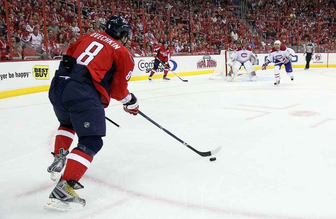 WASHINGTON DC, DC - APRIL 23: Alex Ovechkin #8 of the Washington Capitals skates against the Montreal Canadiens in Game Five of the Eastern Conference Quarterfinals during the 2010 NHL Stanley Cup Playoffs at the Verizon Center on April 23, 2010 in Washington, DC. (Photo by Jim McIsaac/Getty Images)