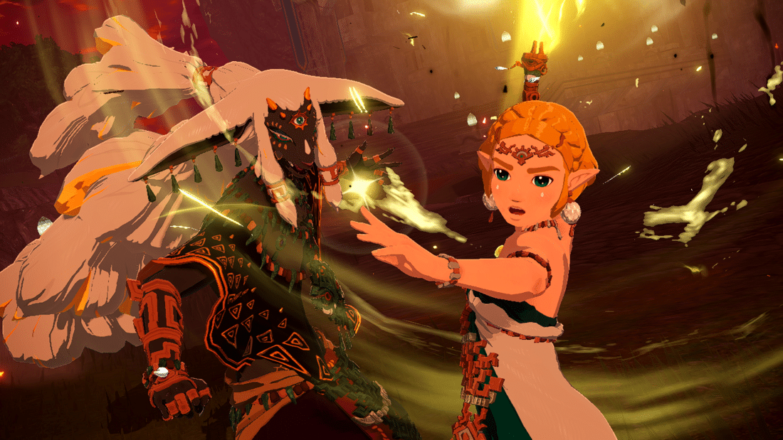 King Rauru and Princess Zelda in upcoming Nintendo game Hyrule Warriors: Age of Imprisonment.