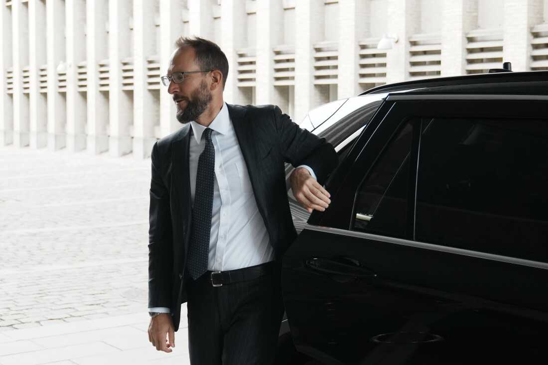 Mark Stroh, the top U.S. diplomat in Denmark, arrives the Ministry of Foreign Affairs in Copenhagen, Denmark, Wednesday, Aug. 27, 2025.