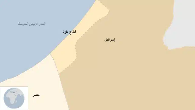 قطاع غزة على خريطة بألوان بتدرجات ترابية