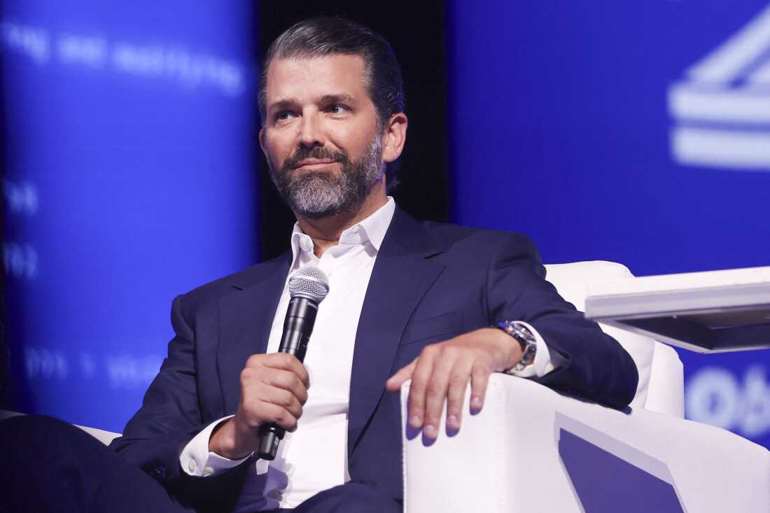 Donald Trump Jr. speaks during The Bitcoin Conference in Las Vegas on May 27, 2025.