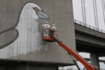 Painters begin removing Pam the Bird from Bolte Bridge