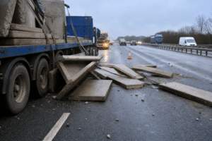 Driver reported after concrete slabs fall on motorway
