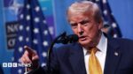 President Donald Trump announcing US strikes and a blockade over the Strait of Hormuz