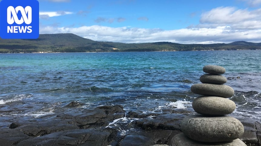 Emergency responders providing first aid to a diver at the scene near Coal Point, Bruny Island