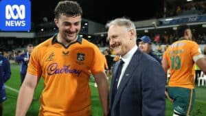 Joe Schmidt leaving the field after Wallabies' 57-10 win over Italy in Perth