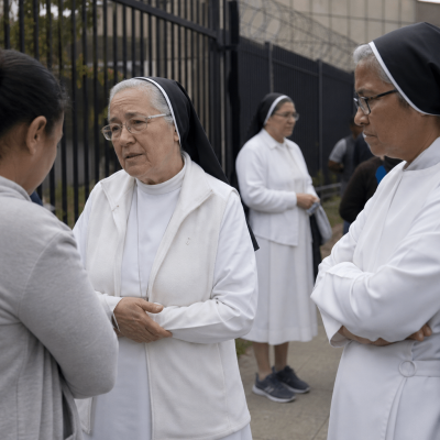 New York nuns support families outside ICE detention centre